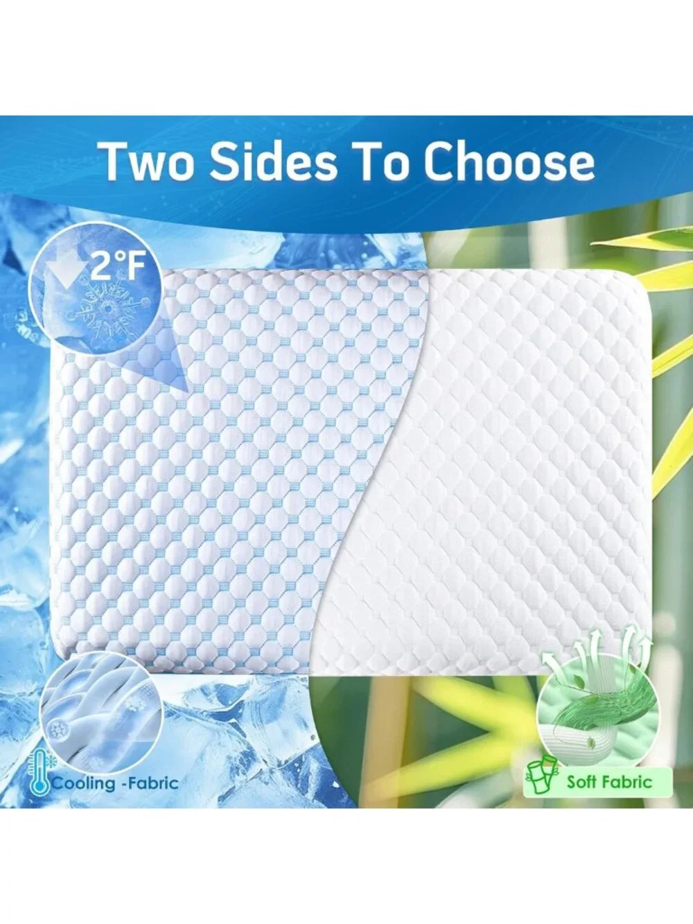 Ultra Thin Cooling Gel Pillow for Stomach & Back Sleepers, Neck Pain Relief